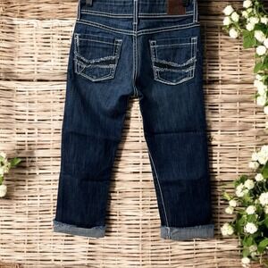 BKE‎ Addison Low Rise Stretch Capri Raw Hem Dark Wash Denim Jeans 25x22